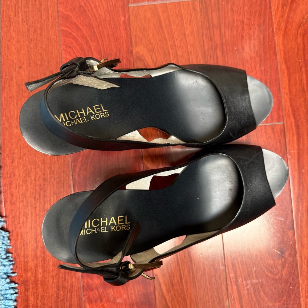 Michael Kors Carina Sling Black Platform heel